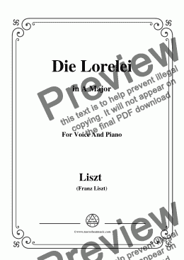 page one of Liszt-Die Lorelei in A Major,for Voice&Pno