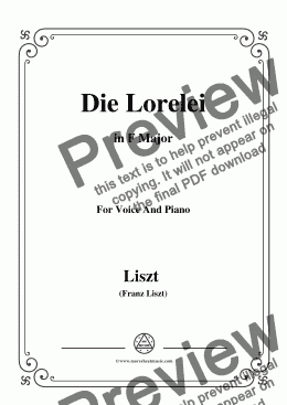 page one of Liszt-Die Lorelei in F Major,for Voice&Pno
