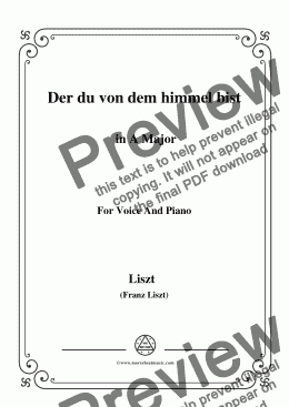 page one of Liszt-Der du von dem himmel bist in A Major,for Voice&Pno