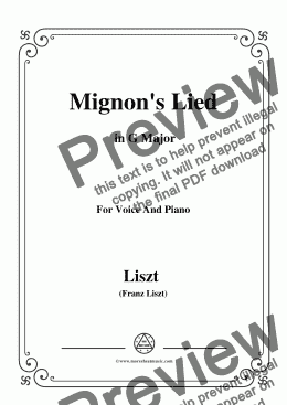 page one of Liszt-Mignon's Lied in G Major,for Voice&Pno