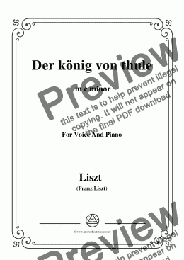 page one of Liszt-Der könig von thule in e minor,for Voice&Pno