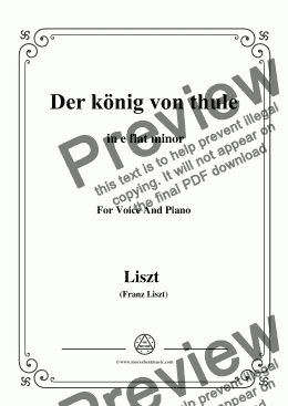 page one of Liszt-Der könig von thule in e flat minor,for Voice&Pno