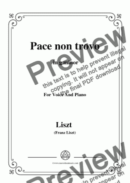 page one of Liszt-Pace non trovo in g minor,for Voice&Pno