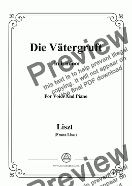 page one of Liszt-Die Vätergruft in b minor,for Voice&Pno