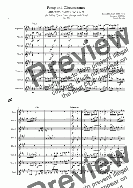 page one of Pomp and Circumstance  MILITARY MARCH N° 1 in D  (including Hymn Land of Hope and Glory) Op. 39/1