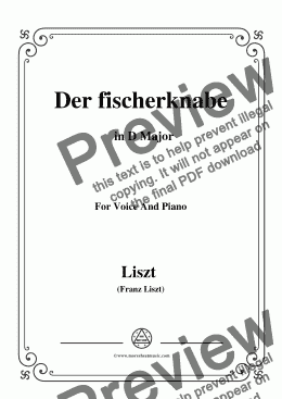 page one of Liszt-Der fischerknabe in D Major,for Voice&Pno