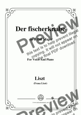 page one of Liszt-Der fischerknabe in B flat Major,for Voice&Pno
