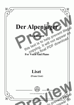 page one of Liszt-Der Alpenjäger in a minor,for Voice&Pno
