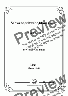 page one of Liszt-Schwebe,schwebe,blaues auge in A Major,for Voice&Pno