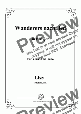 page one of Liszt-Wanderers nachtlied in E Major,for Voice&Pno
