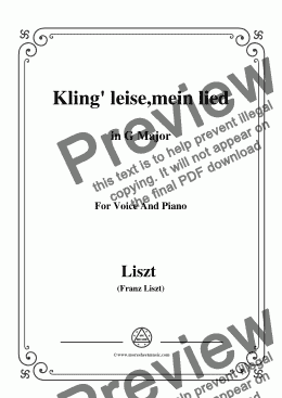 page one of Liszt-Kling' leise,mein lied in G Major,for Voice&Pno