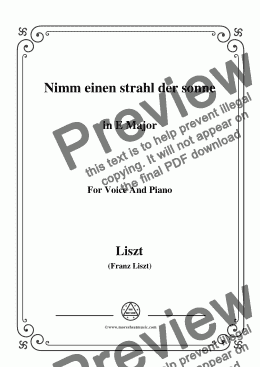 page one of Liszt-Nimm einen strahl der sonne in E Major,for Voice&Pno