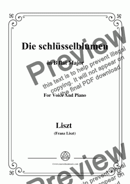 page one of Liszt-Die schlüsselblumen in B flat Major,for Voice&Pno