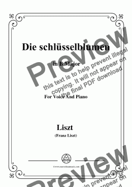page one of Liszt-Die schlüsselblumen in B Major,for Voice&Pno