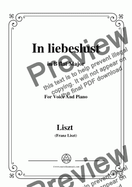 page one of Liszt-In liebeslust in B flat Major,for Voice&Pno