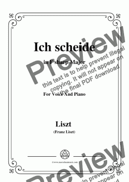 page one of Liszt-Ich scheide in F sharp Major,for Voice&Pno