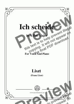 page one of Liszt-Ich scheide in A flat Major,for Voice&Pno