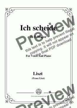page one of Liszt-Ich scheide in E Major,for Voice&Pno