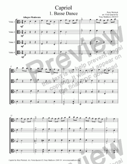 page one of Capriol by Peter Warlock (Viola Quartet)