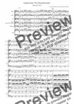 page one of Miniature Overture (Fantasia from Nutcracker) for String Quartet