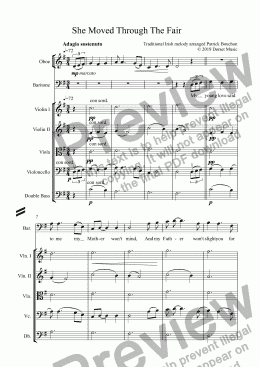 page one of She Moved Through The Fair for Male Voice and Orchestra