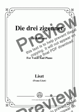 page one of Liszt-Die drei zigeuner in d minor,for Voice&Pno
