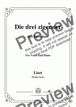 page one of Liszt-Die drei zigeuner in e flat minor,for Voice&Pno