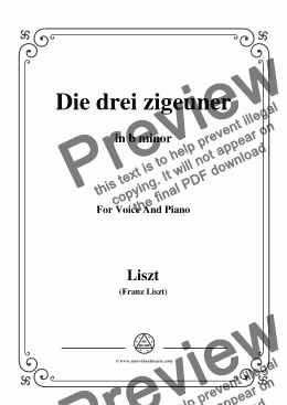 page one of Liszt-Die drei zigeuner in b minor,for Voice&Pno