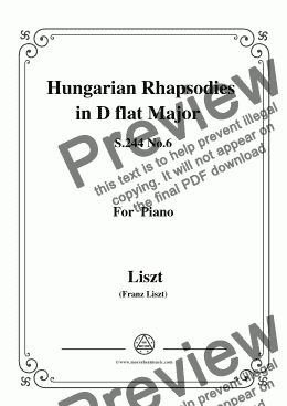 page one of Liszt-Hungarian Rhapsodies,S.244 No.6 in D flat Major,for Piano