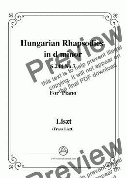 page one of Liszt-Hungarian Rhapsodies,S.244 No.7 in d minor,for Voice and Piano