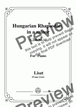 page one of Liszt-Hungarian Rhapsodies, S.244 No.13 in a minor,for Piano