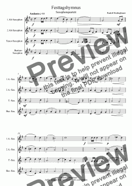 page one of Festtagshymnus  Saxophonquartett