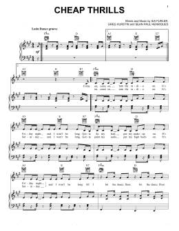 page one of Cheap Thrills (Piano, Vocal & Guitar Chords (Right-Hand Melody))