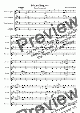 page one of Schöne Bergwelt  Saxophonquartett