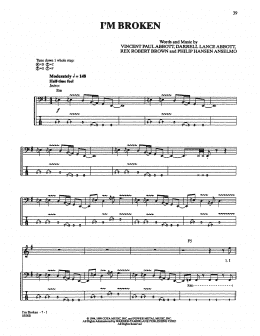 page one of I'm Broken (Bass Guitar Tab)