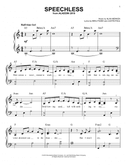 page one of Speechless (from Disney's Aladdin) (Easy Piano)