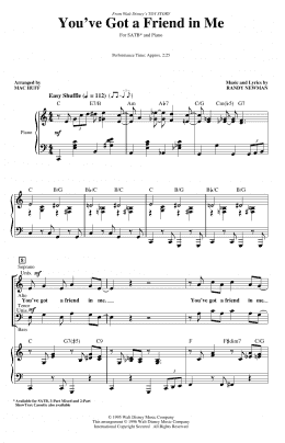 page one of You've Got A Friend In Me (from Toy Story) (arr. Mac Huff) (SATB Choir)