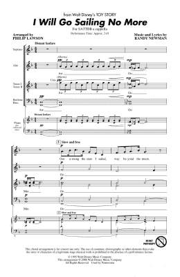 page one of I Will Go Sailing No More (from Toy Story) (arr. Philip Lawson) (SATB Choir)