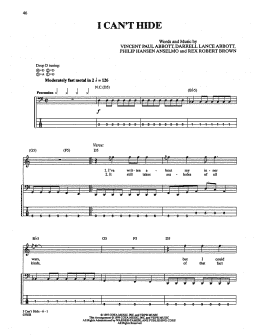 page one of I Can't Hide (Bass Guitar Tab)