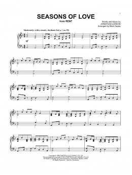 page one of Seasons Of Love (from Rent) (arr. Mark Hayes) (Piano Solo)