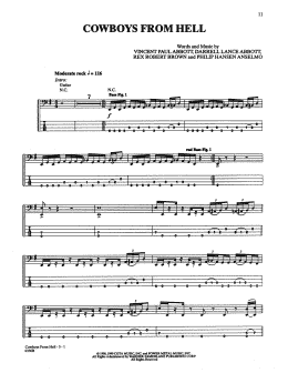 page one of Cowboys From Hell (Bass Guitar Tab)