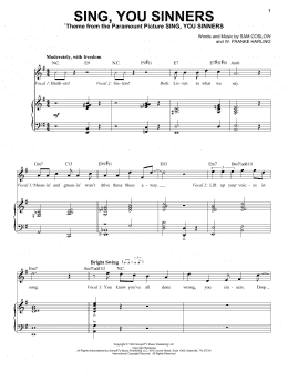 page one of Sing, You Sinners (Piano & Vocal)