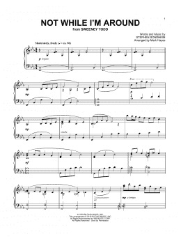 page one of Not While I'm Around (arr. Mark Hayes) (Piano Solo)
