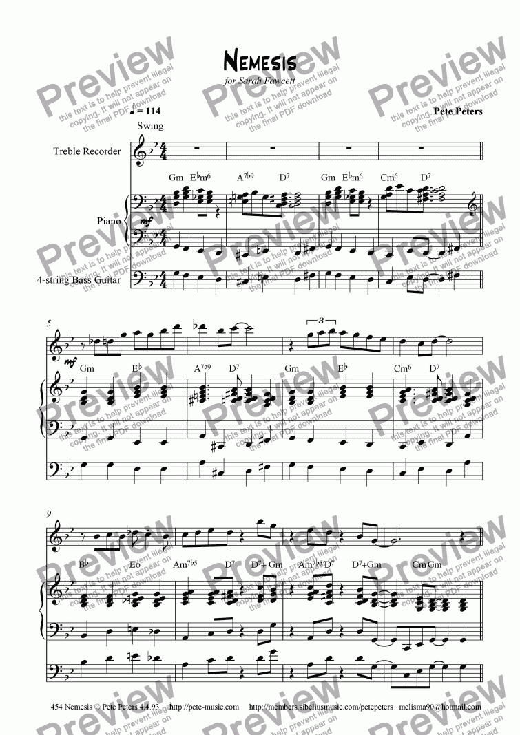 page one of Nemesis [Flute/Recorder]