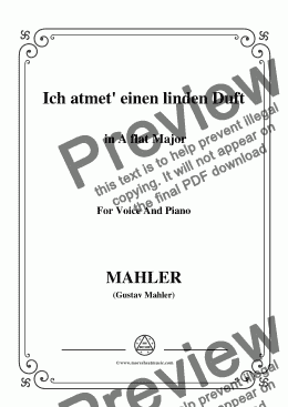 page one of Mahler-Ich atmet' einen linden Duft in A flat Major,for Voice&Pno
