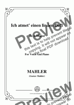 page one of Mahler-Ich atmet' einen linden Duft in A Major,for Voice&Pno