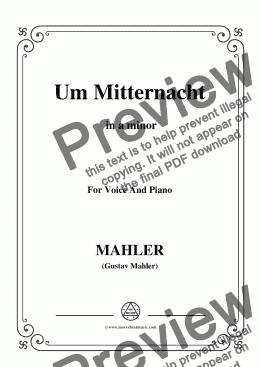 page one of Mahler-Um Mitternacht in a minor,for Voice&Pno