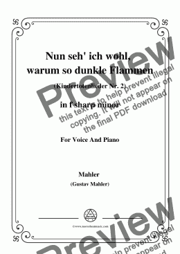 page one of Mahler-Nun seh' ich wohl,warum so dunkle Flammen(Kindertotenlieder Nr. 2) in f sharp minor