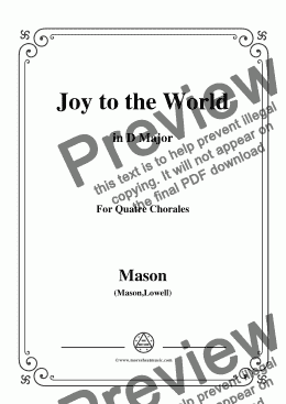 page one of Mason-Joy To The World,in D Major,for Quatre Chorales
