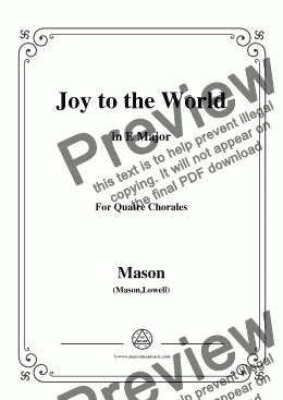 page one of Mason-Joy To The World,in E Major,for Quatre Chorales